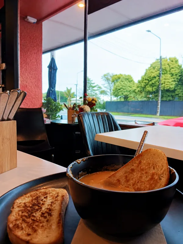 A breakfast table at Sweet Lili’s by the front window